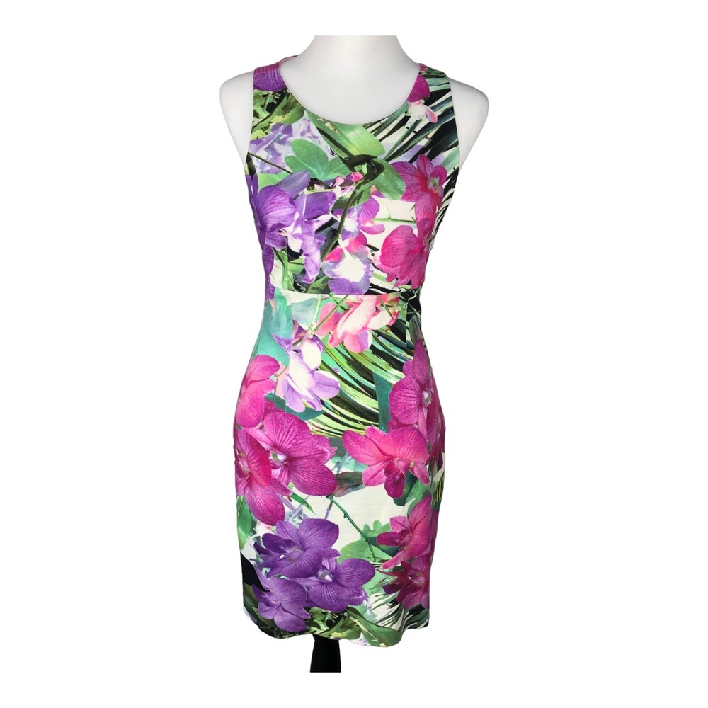 Trina Turk Sleeveless Bodycon Floral Open Back Lacy Slip Summer Dress Size 2‎